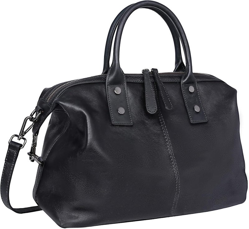 Iswee Genuine Leather Satchel Tote Bag Top Handle Handbag Designer Shoulder Bag Large Capacity Cross Body Bag - Image 1